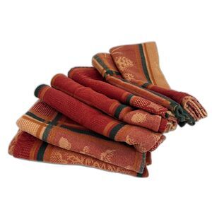 Fall Thanksgiving Cloth Napkins Set‎ of 7 Square Pinecones & Leaves Table Decor